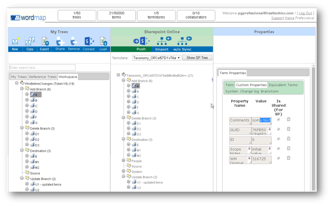 Wordmap SharePoint Omniconnector screenshot